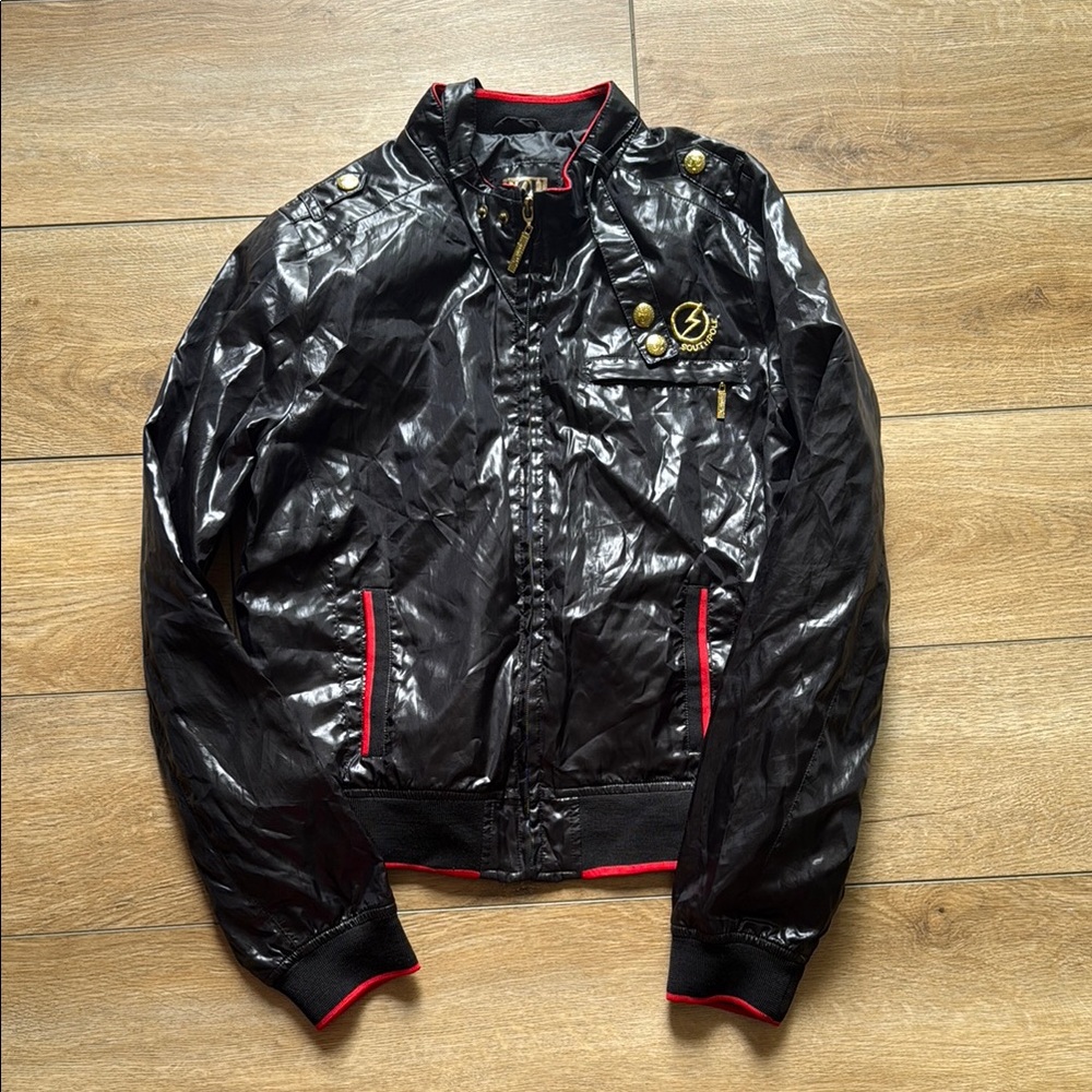 Juniors Black Jacket with Red Accents